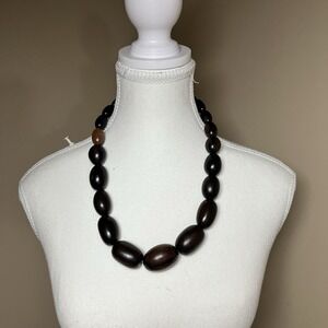Dark‎ Brown Wooden Necklace Big Chunky Beads Bohemian Necklace Boho Chic